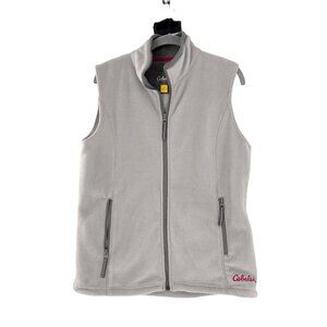 Cabelas Womens Gray Fleece Vest Small Zip-Up Sleeveless Outdoor Layer Cabin